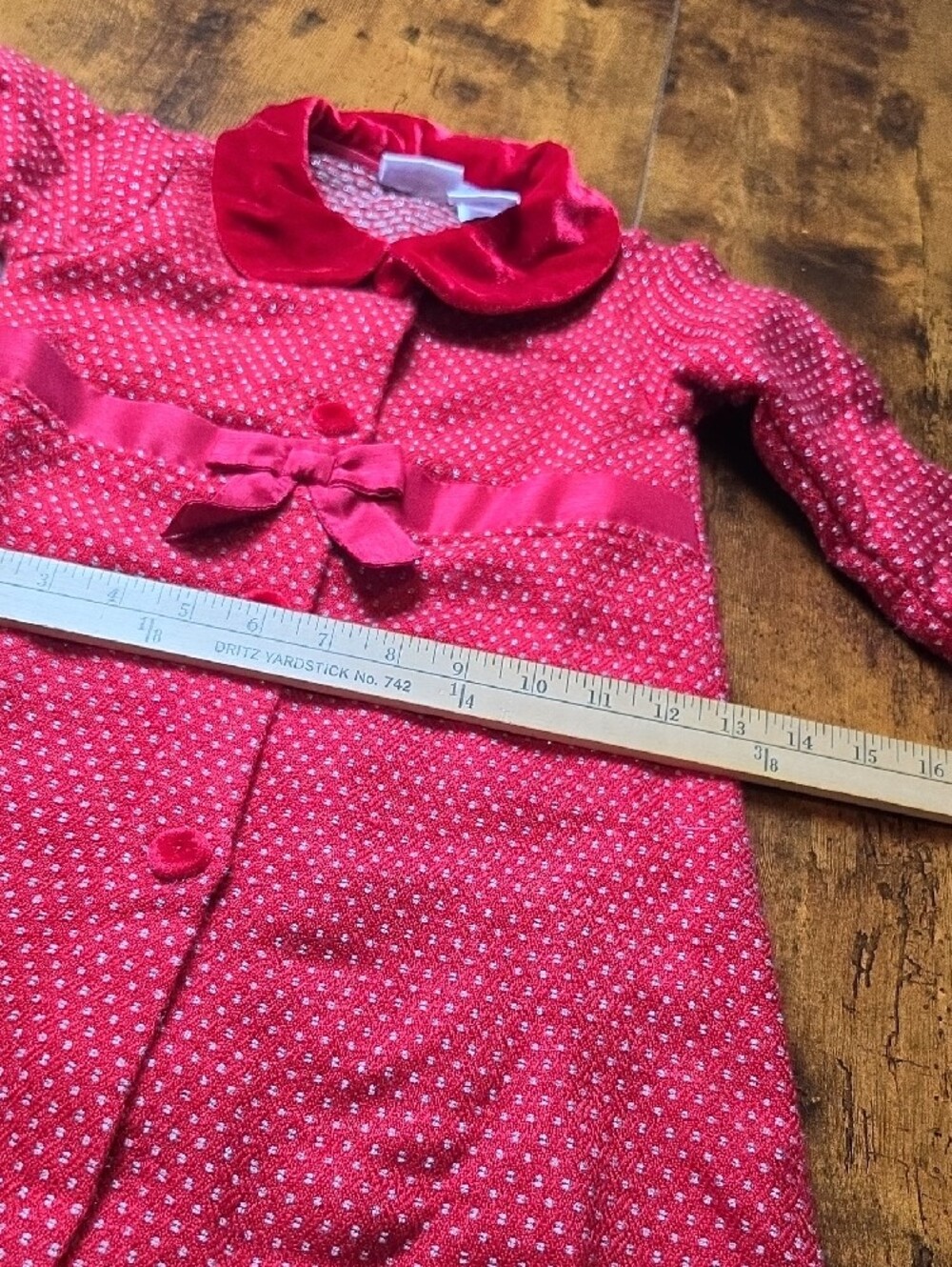 BLUEBERI BOULEVARD | Holiday Red Sweater Knit Velvet Bow Dress Dots Girls | 5 - Picture 7 of 10